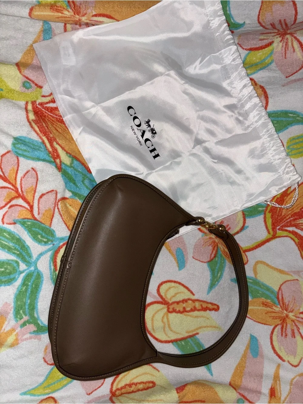 Coach Brown Leather Crescent Shoulder Bag